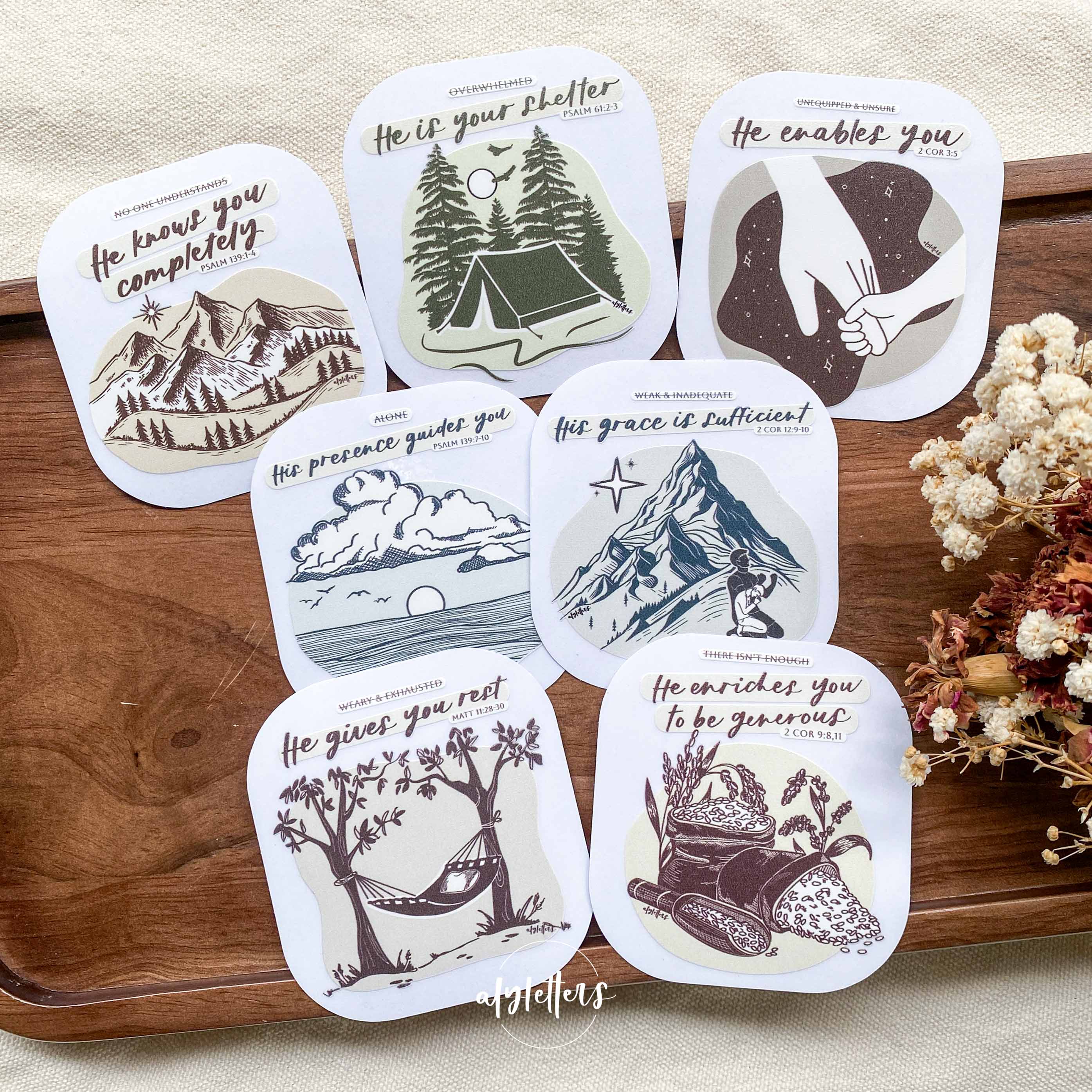 Restored | 7 Individual Stickers – Alyletters