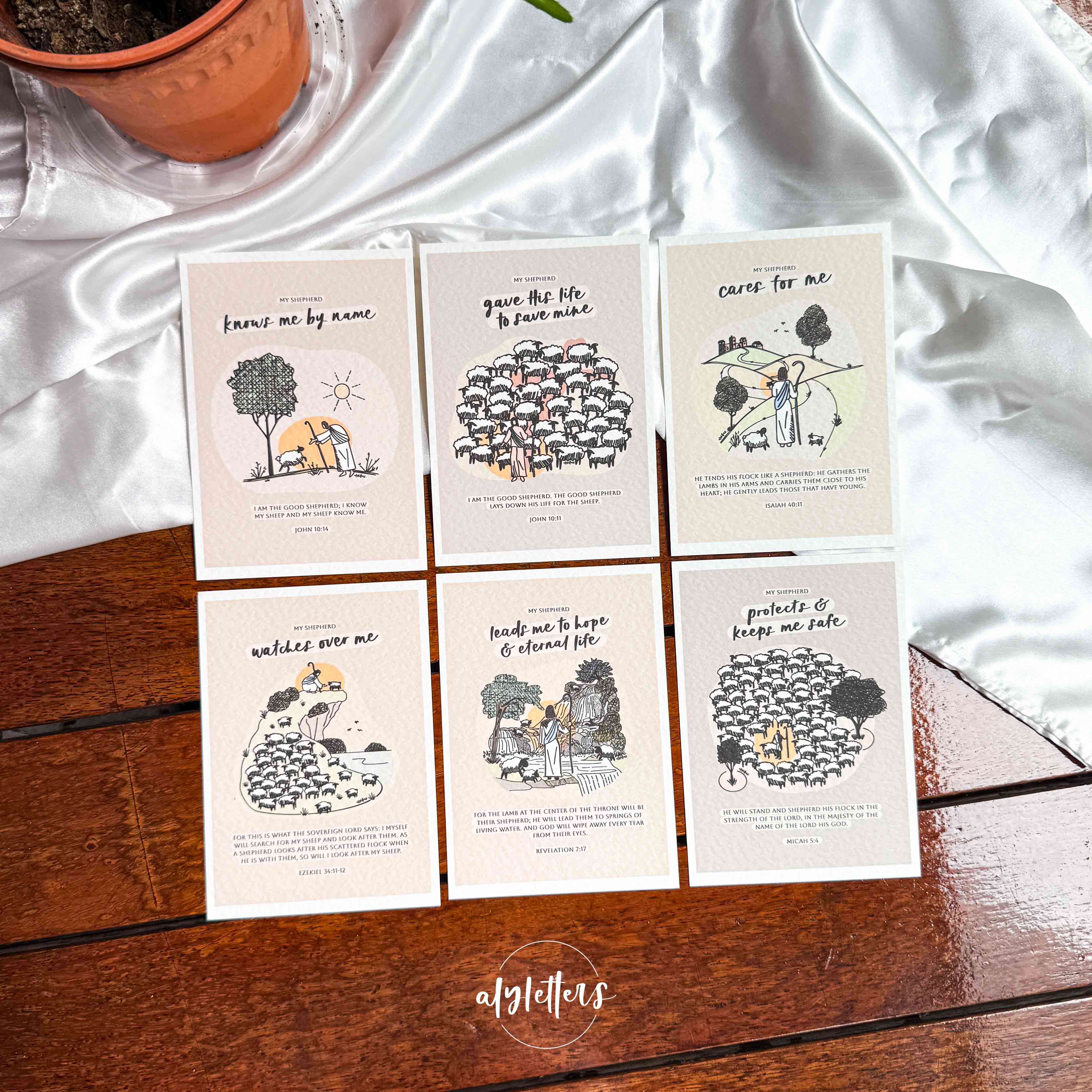 My Shepherd (Neutrals) | 6 Blessing Cards – Alyletters