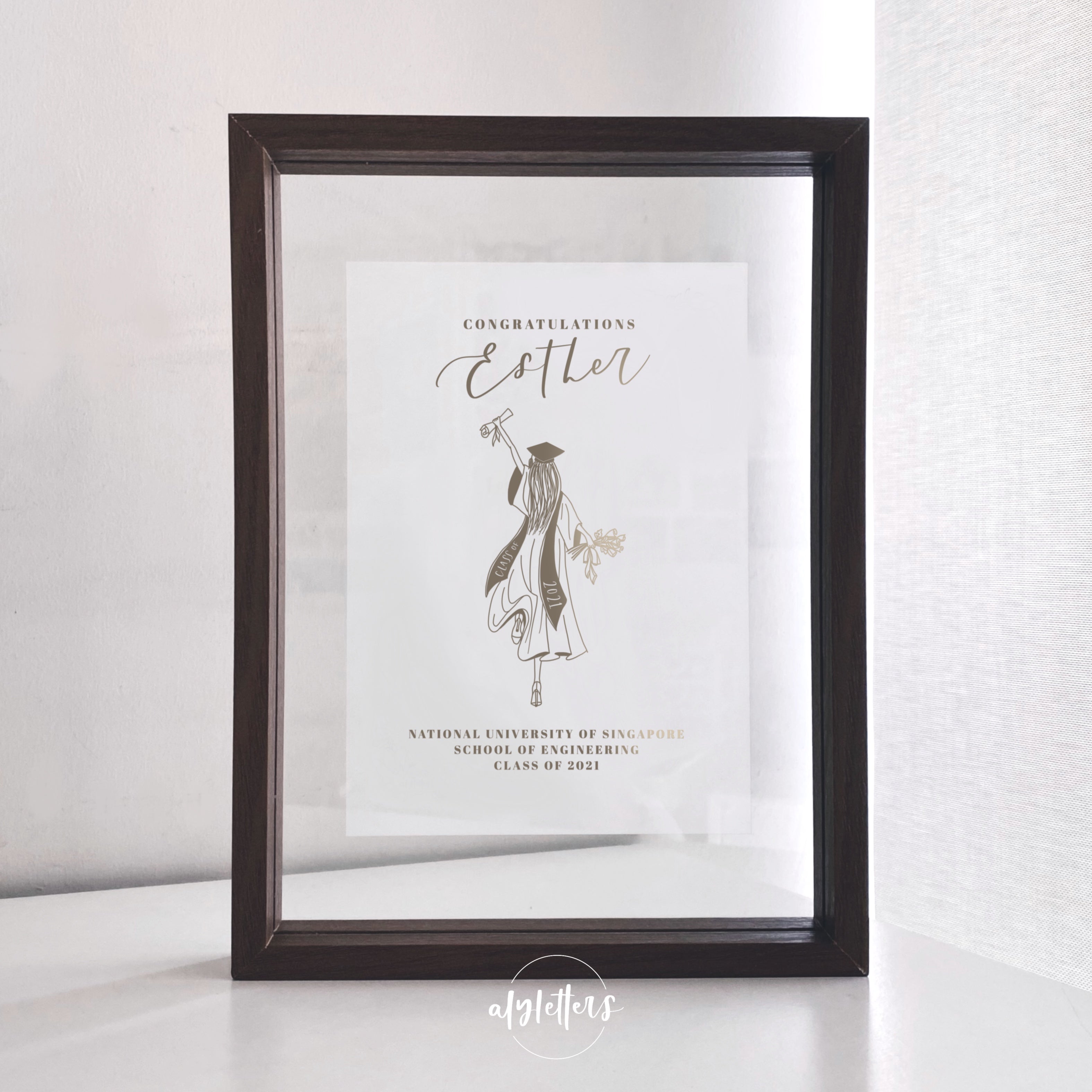 Gold Foil in Floating Frame | Graduation – Alyletters